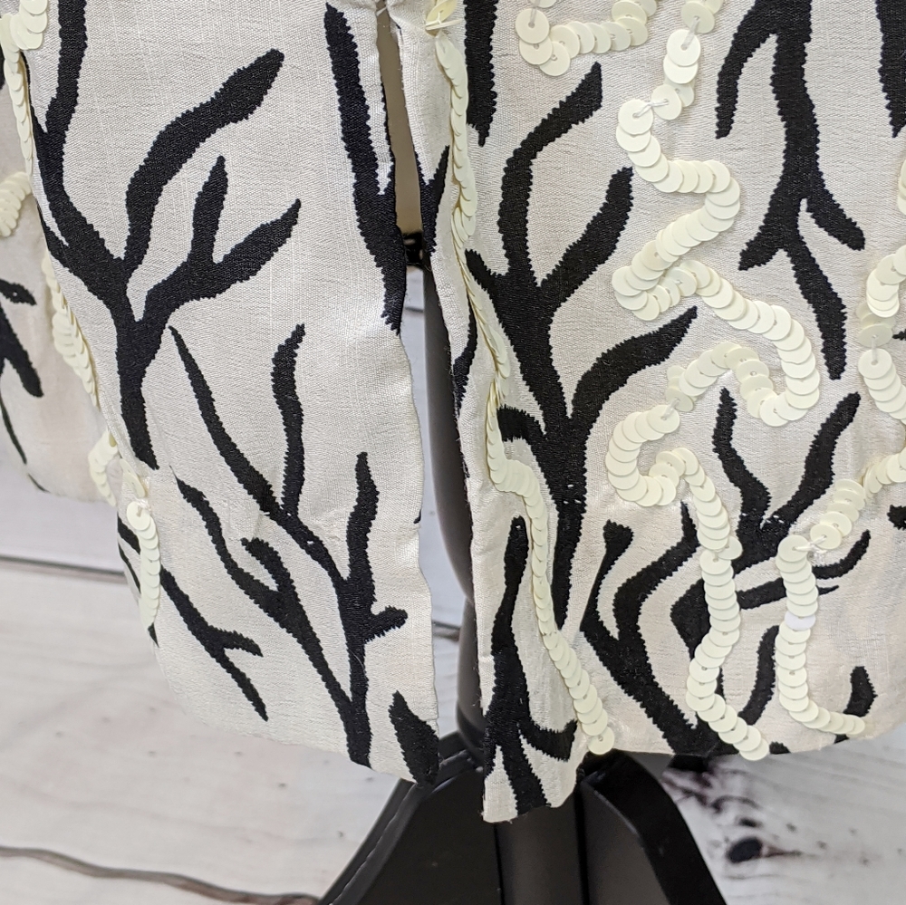 ANTHRO MOULINETTE SOEURS Sequin Cream/Black Dress - Picture 9 of 15